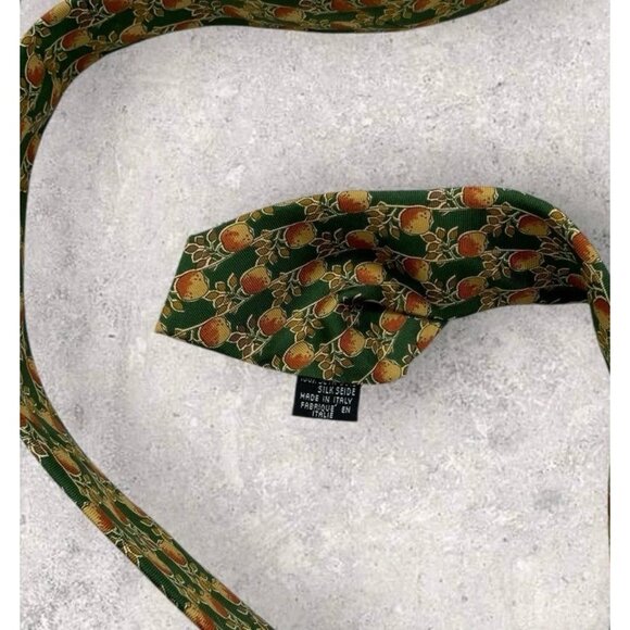 FENDI Silk Tie ITALY Green Orange Apple W:3.8" EUC - Picture 3 of 5